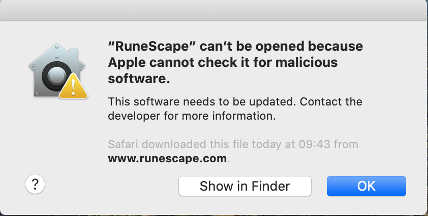 Runescape app not working on mac shortcut